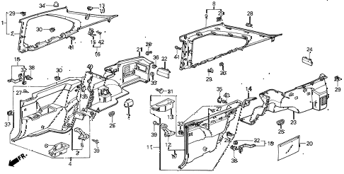 1989 INTEGRA RS 3 DOOR 5MT SIDE LINING 3DR diagram
