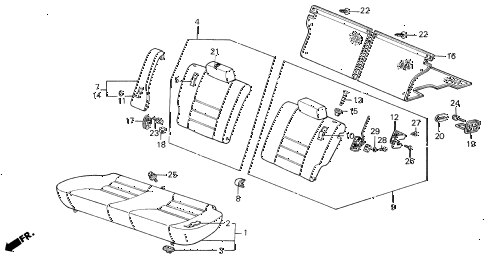 1988 INTEGRA LSSPECIAL 3 DOOR 5MT REAR SEAT diagram