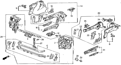 1989 INTEGRA LS 5 DOOR 5MT FRONT BULKHEAD diagram