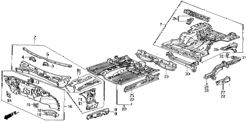 1987 INTEGRA RS 5 DOOR 5MT DASHBOARD - FLOOR diagram