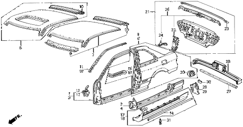 1987 INTEGRA RS 3 DOOR 5MT OUTER PANEL 3DR diagram