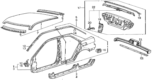 1986 INTEGRA RS 5 DOOR 4AT OUTER PANEL 5DR diagram