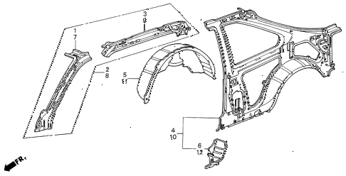 1987 INTEGRA RS 3 DOOR 4AT INNER PANEL 3DR diagram