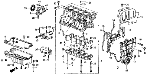 1989 INTEGRA RS 5 DOOR 4AT CYLINDER BLOCK - OIL PAN diagram