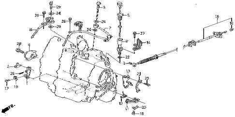 1987 LEGEND RSSUNROOF 4 DOOR 4AT AT CONTROL LEVER diagram