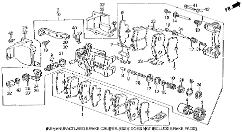 1988 LEGEND STDSUNROOF 4 DOOR 5MT REAR BRAKE CALIPER (86-88) diagram