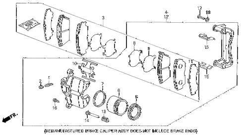 1988 LEGEND STDSUNROOF 4 DOOR 5MT FRONT BRAKE CALIPER diagram