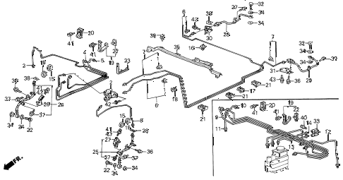 1987 LEGEND RSSUNROOF 4 DOOR 4AT BRAKE LINES (86-88) diagram