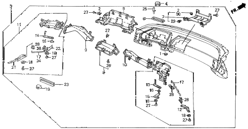 1987 LEGEND RS 4 DOOR 5MT INSTRUMENT PANEL ASSY. diagram