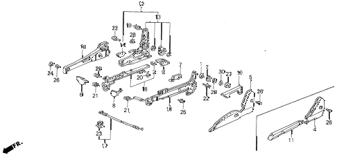 1987 LEGEND RSSUNROOF 4 DOOR 4AT RIGHT FRONT SEAT ADJUSTER (MANUAL) diagram 1987 LEGEND RSSUNROOF 4 DOOR 4AT RIGHT FRONT SEAT ADJUSTER (MANUAL) diagram