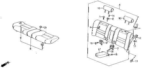 1989 LEGEND STDSUNROOF 4 DOOR 4AT REAR SEAT diagram