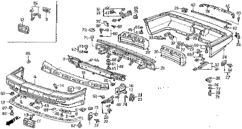 1987 LEGEND RS 4 DOOR 5MT BUMPER diagram