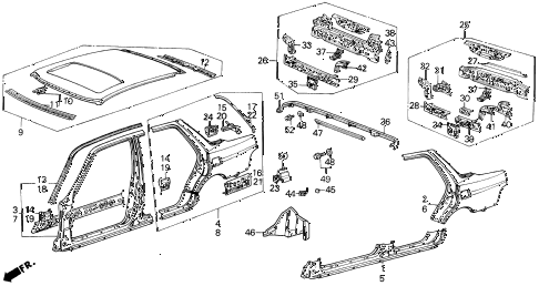 1988 LEGEND ST 4 DOOR 5MT OUTER PANEL diagram 1988 LEGEND ST 4 DOOR 5MT OUTER PANEL diagram
