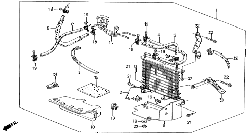 1987 LEGEND RSSUNROOF 4 DOOR 4AT ATF COOLER diagram