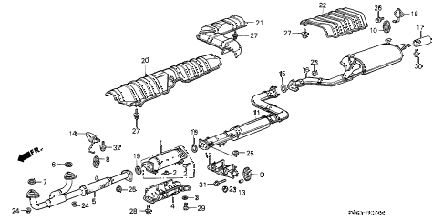 1989 LEGEND STD 2 DOOR 4AT EXHAUST SYSTEM diagram 1989 LEGEND STD 2 DOOR 4AT EXHAUST SYSTEM diagram