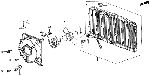 1989 LEGEND STD 2 DOOR 4AT RADIATOR (DENSO) diagram
