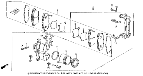 1990 LEGEND STD 2 DOOR 5MT FRONT BRAKE CALIPER diagram