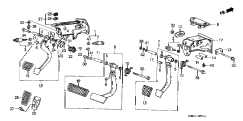 1987 LEGEND STD 2 DOOR 5MT BRAKE @ CLUTCH PEDAL diagram