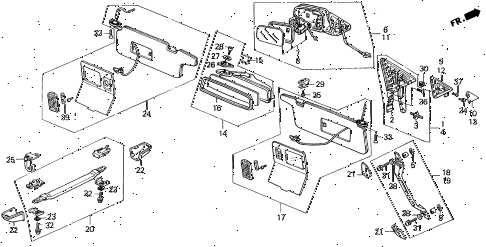 1990 LEGEND STD 2 DOOR 4AT INTERIOR ACCESSORIES - DOOR MIRROR diagram
