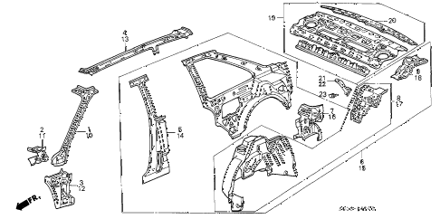1989 LEGEND STD 2 DOOR 5MT INNER PANEL diagram