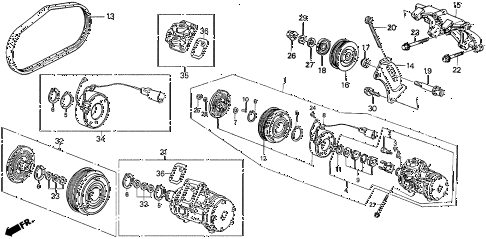 1987 LEGEND STD 2 DOOR 5MT A/C COMPRESSOR diagram