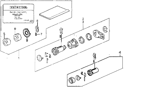 1990 INTEGRA RS 3 DOOR 4AT KEY CYLINDER KIT diagram