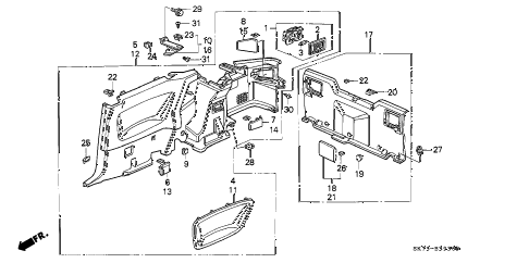 1990 INTEGRA RS 3 DOOR 4AT REAR SIDE LINING diagram