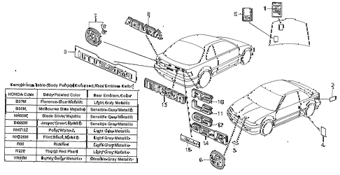 1990 INTEGRA RS 3 DOOR 5MT EMBLEMS diagram