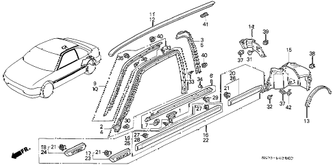 1990 INTEGRA RS 3 DOOR 5MT MOLDING - PROTECTOR diagram