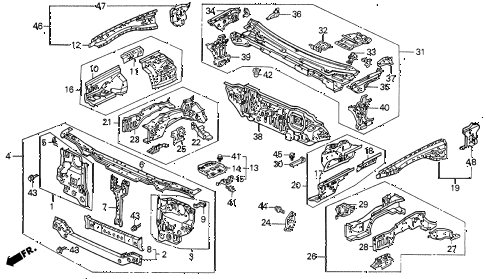 1992 INTEGRA GS-R 3 DOOR 5MT FRONT BULKHEAD diagram