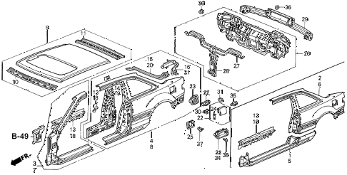 1990 INTEGRA RS 3 DOOR 4AT OUTER PANEL diagram