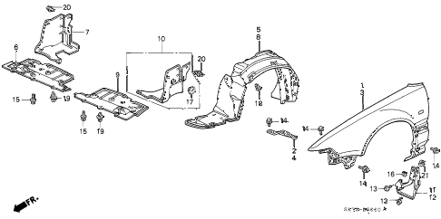 1990 INTEGRA GS 3 DOOR 5MT FRONT FENDERS diagram