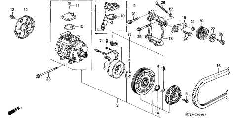 1992 INTEGRA GS-R 3 DOOR 5MT A/C COMPRESSOR (2) diagram