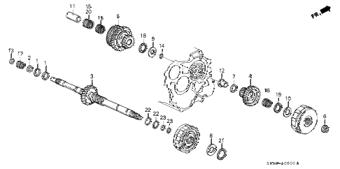 1990 INTEGRA LS 4 DOOR 4AT AT MAINSHAFT diagram