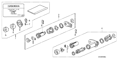 1990 INTEGRA GS 4 DOOR 5MT KEY CYLINDER SET diagram