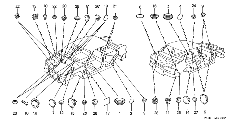 1990 INTEGRA RS 4 DOOR 4AT GROMMET - PLUG diagram