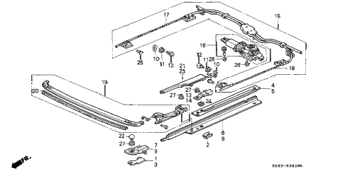 1992 INTEGRA GSLLEATHER 4 DOOR 5MT SUNROOF MOTOR diagram