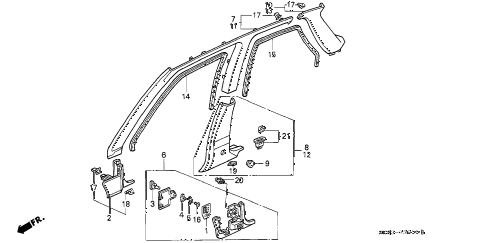 1990 INTEGRA RS 4 DOOR 4AT PILLAR LINING diagram