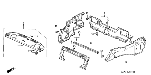 1990 INTEGRA RS 4 DOOR 4AT REAR TRAY - SIDE LINING diagram 1990 INTEGRA RS 4 DOOR 4AT REAR TRAY - SIDE LINING diagram