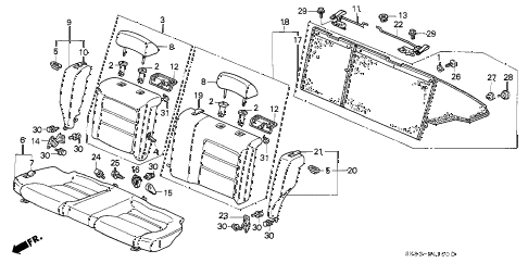 1990 INTEGRA RS 4 DOOR 4AT REAR SEAT diagram