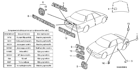 1990 INTEGRA RS 4 DOOR 4AT EMBLEMS diagram