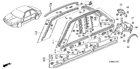 1990 INTEGRA RS 4 DOOR 5MT MOLDING - PROTECTOR diagram