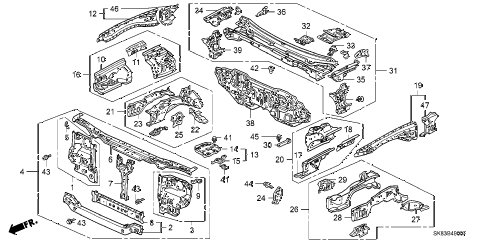 1990 INTEGRA RS 4 DOOR 5MT FRONT BULKHEAD diagram