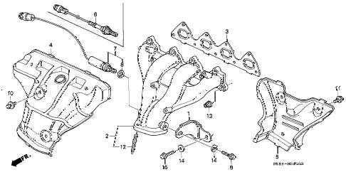 1990 INTEGRA RS 4 DOOR 4AT EXHAUST MANIFOLD (1) diagram