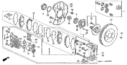 1997 NSX-T 2 DOOR 6MT FRONT BRAKE diagram