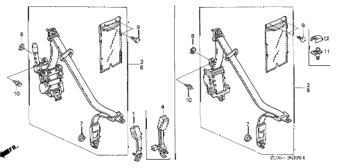 1999 NSX-T 2 DOOR 6MT SEAT BELT diagram