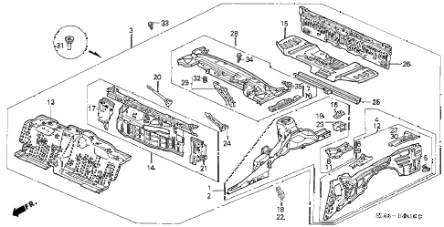 1999 NSX 2 DOOR 6MT REAR PANEL - REAR FRAME diagram 1999 NSX 2 DOOR 6MT REAR PANEL - REAR FRAME diagram
