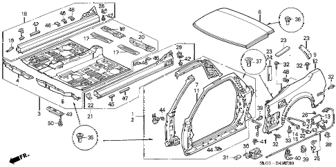1997 NSX 2 DOOR 4AT OUTER PANEL - REAR FENDER (1) diagram