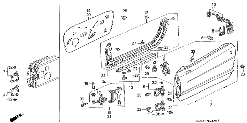 1999 NSX-T 2 DOOR 4AT FRONT DOOR PANELS diagram 1999 NSX-T 2 DOOR 4AT FRONT DOOR PANELS diagram