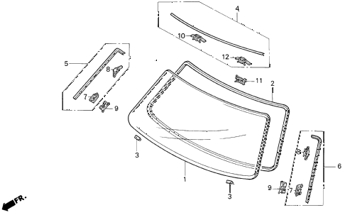 1993 VIGOR GS 4 DOOR 4AT FRONT WINDSHIELD diagram 1993 VIGOR GS 4 DOOR 4AT FRONT WINDSHIELD diagram